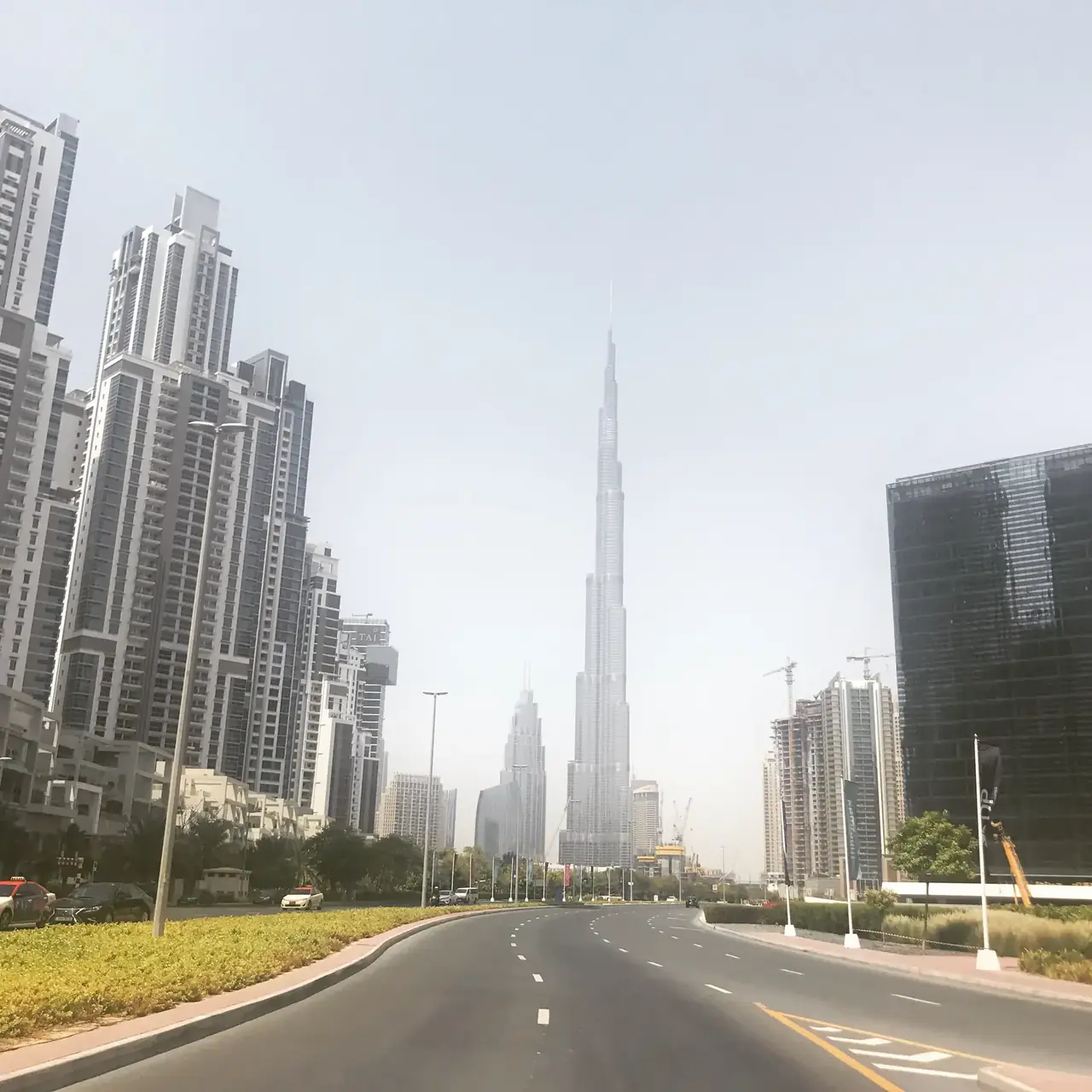 Road through Business Bay toward Burj Khalifa