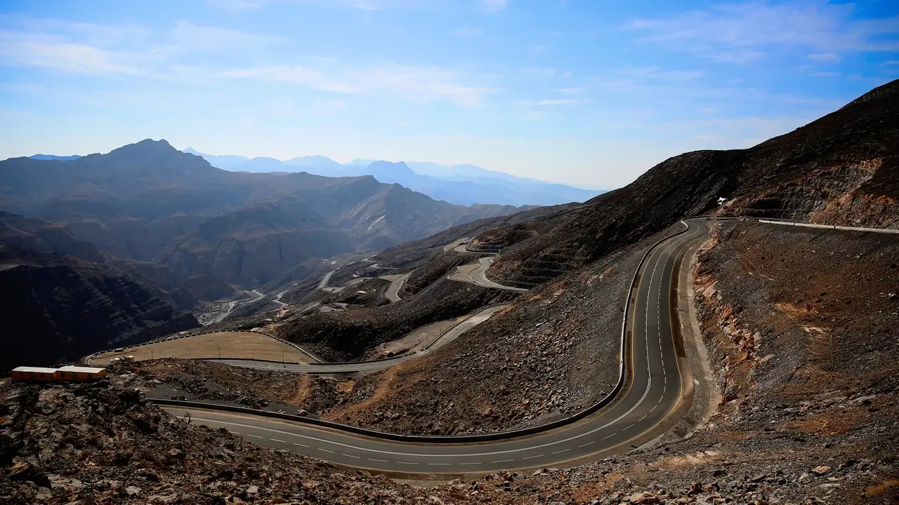 Mountain road climbing Jebel Jais in Ras Al Khaimah